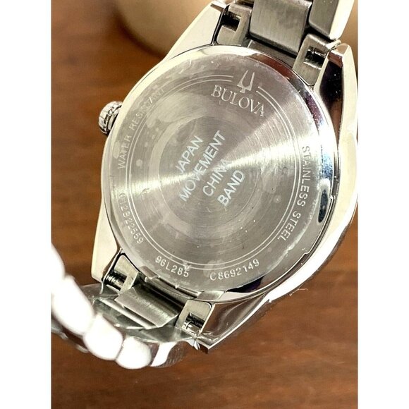 Bulova Women's Watch 96L285 Quartz White Blue Dial Silver Stainless Stee… - Picture 6 of 13